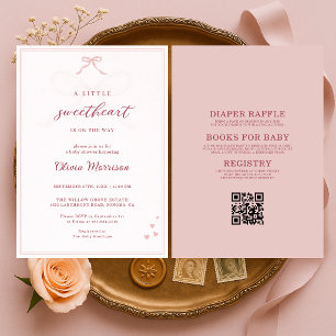 Invitación Todo en un lazo rosa dulce para la pequeña fiesta 