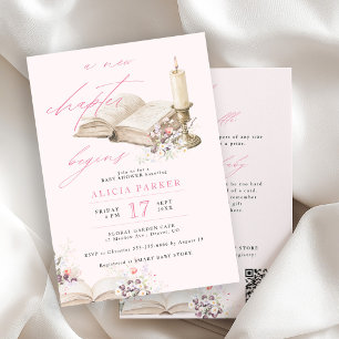 Invitación Todo en un libro de nuevo capítulo rosa para baby