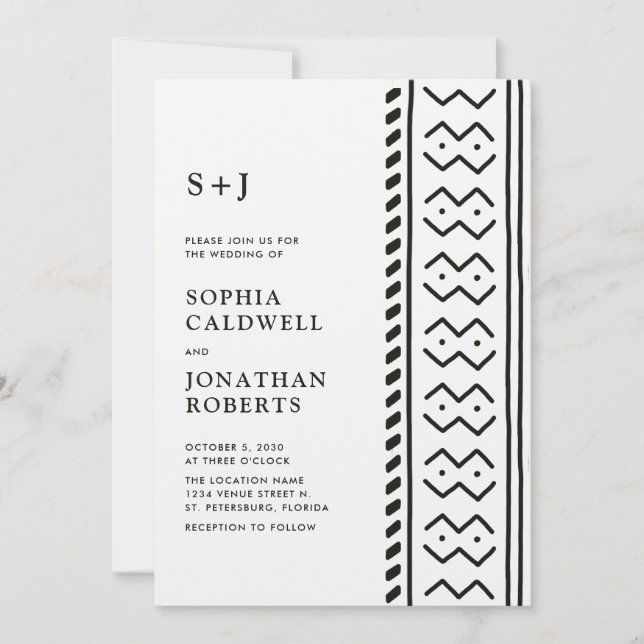 Invitación Todo en un moderno Boda de monograma boho en un mo (Anverso)