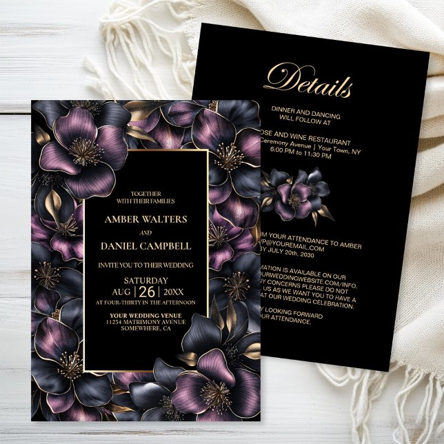 Invitación Todo en un moderno Boda floral rosa y polvoriento (Subido por el creador)