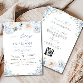 Invitación Todo en un niño bebé azul en un Baby Shower en flo
