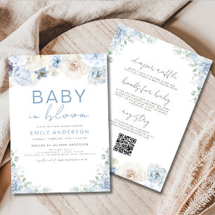 Invitación Todo en un niño bebé azul en un Baby Shower en flo