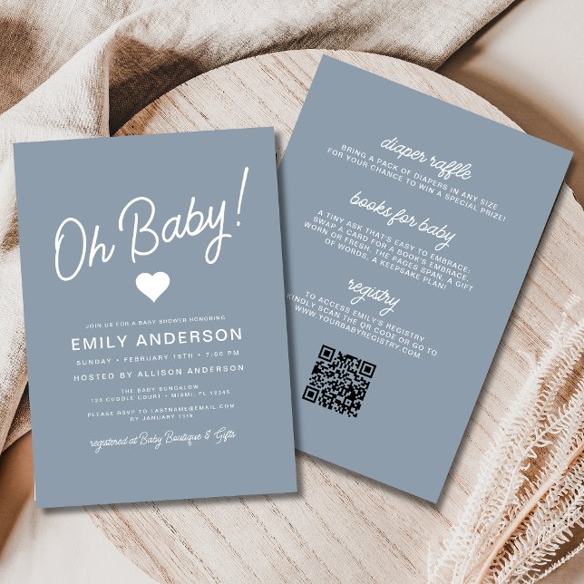 Invitación Todo en un Oh bebé Dusty Blue Baby Shower (Subido por el creador)