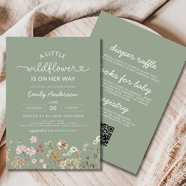 Invitación Todo en un pequeño Chica de Wildflower Baby Shower (Subido por el creador)
