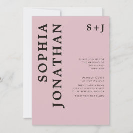 Invitación Todo en un Rosa agitado Boda audaz de la tipografí