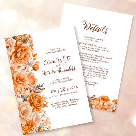 Invitación Todo En Un Rosa Naranja Boda Floral