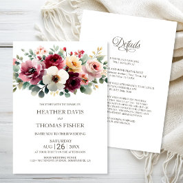 Invitación Todo en un ruso Boda floral borgoñés