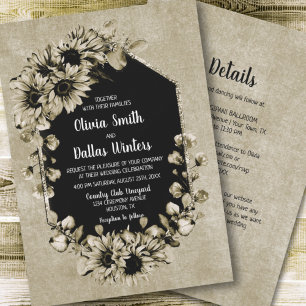Invitación Todo En Un Rústico Boda Floral De Girasol
