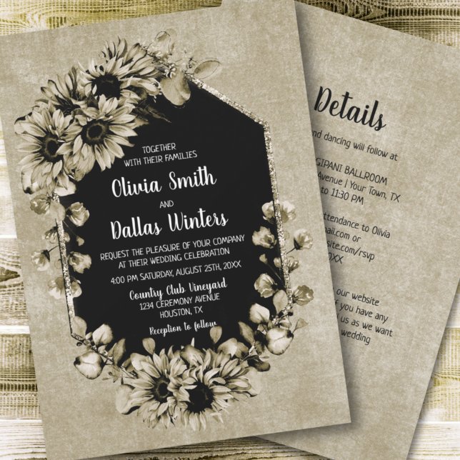 Invitación Todo En Un Rústico Boda Floral De Girasol (Subido por el creador)