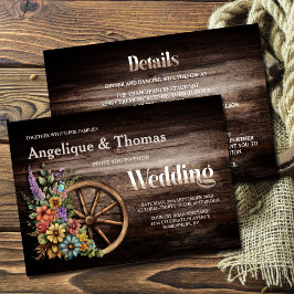 Invitación Todo En Un Rústico Boda Floral De Madera