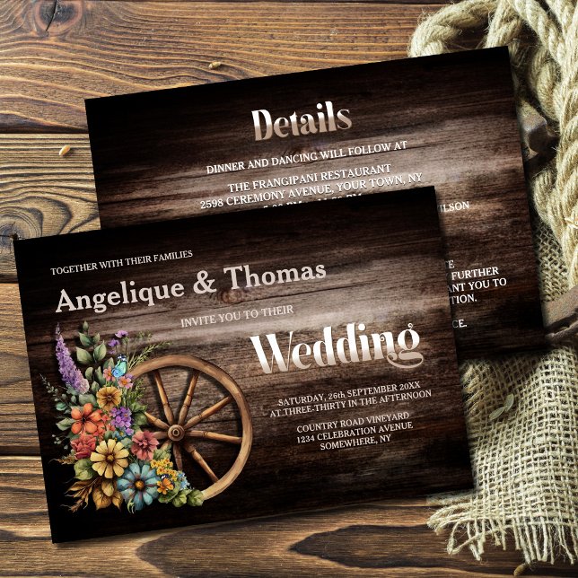 Invitación Todo En Un Rústico Boda Floral De Madera (Subido por el creador)