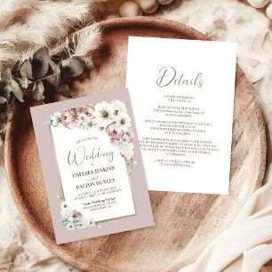 Invitación Todo En Un Rústico Boda Floral De Otoño