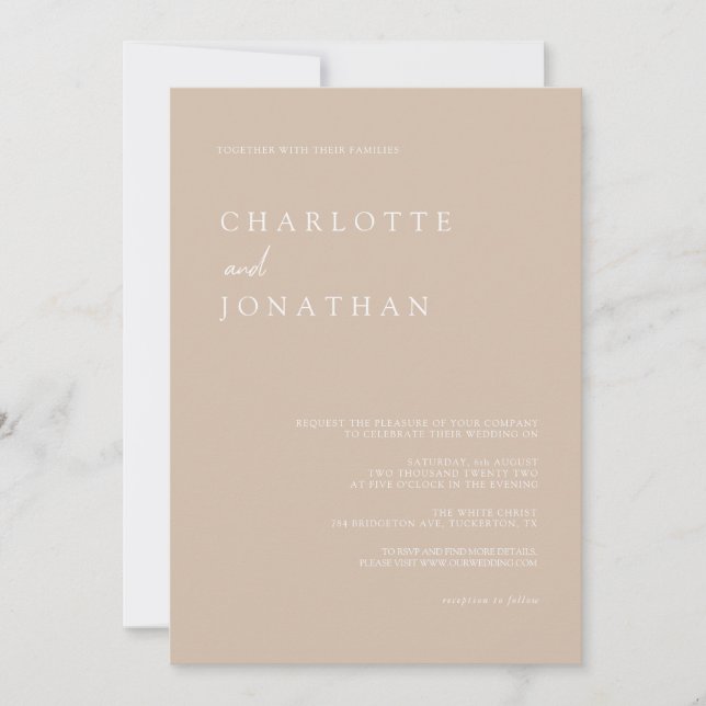 Invitación Todo en un sencillo Boda de escritura moderna colo (Anverso)