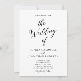 Invitación Todo en un simple Boda de caligrafía negra
