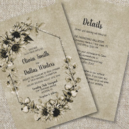 Invitación Todo En Un Vintage Boda Floral De Girasol