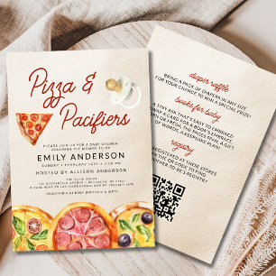 Invitación Todo en una Baby Shower de códigos QR Pizza y Paci