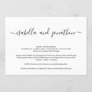 Invitación todo en una boda con RSVP y Registro