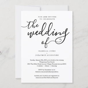 Invitación todo en una boda con RSVP y Registro