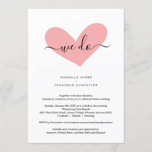 Invitación todo en una boda con RSVP y Registro