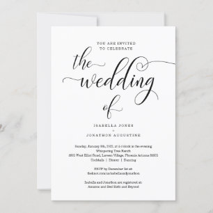 Invitación todo en una boda con RSVP y Registro