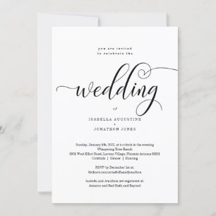 Invitación todo en una boda con RSVP y Registro