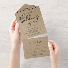 Invitación todo en una boda con RSVP y Registro