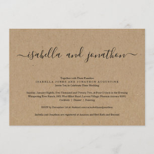 Invitación todo en una boda con RSVP y Registro