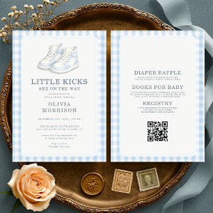 Invitación Todo en una ducha de bebé de zapatos azules Little