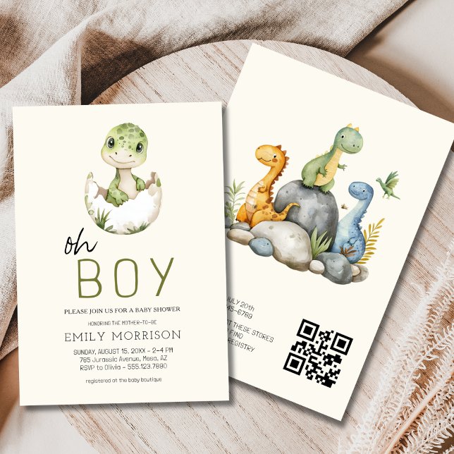 Invitación Todo en una ducha QR Code Dinosaur Baby (Subido por el creador)