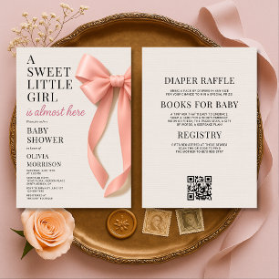 Invitación Todo en una dulce niña con lazo Baby Shower