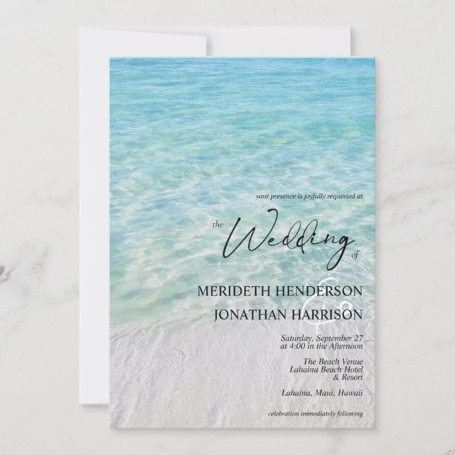 Invitación Todo en una foto de Sandy Beach Sea Glass (Anverso)