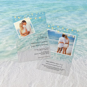 Invitación Todo en una foto playa de arena y luces