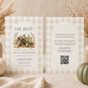 Invitación Todo en una lluvia de bebé de granjero de tractor