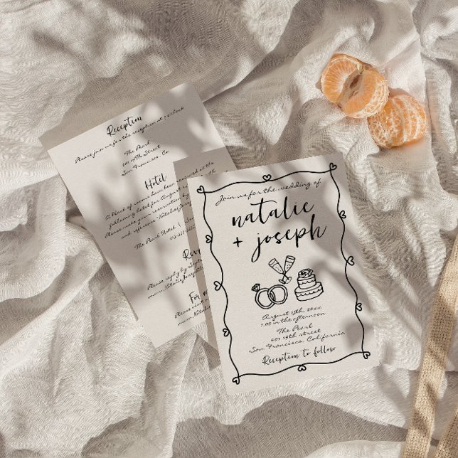 Invitación Todo En Una Mano Crítica Dibujó Boda Escrito (Subido por el creador)