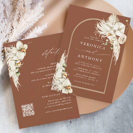 Invitación Todo En Una Pampas Boda De Orquídea Grasa Terracot