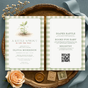 Invitación Todo en una pequeña brote de bebé en cuadros Fiest