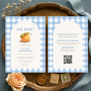 Invitación Todo en una pequeña calabaza Oh Niño Azul Fiesta d