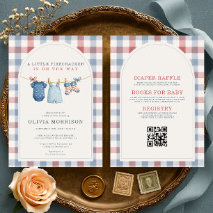 Invitación Todo en una pequeña fiesta de shower a cuadros par