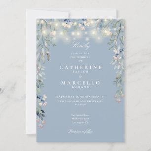 Invitación Todo En Una Polvorienta Cadena Azul Ilumina Boda F