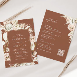 Invitación Todo En Una Protea Pampas Boda De Terracota Grass