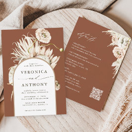 Invitación Todo En Una Protea Pampas Boda Terracotta
