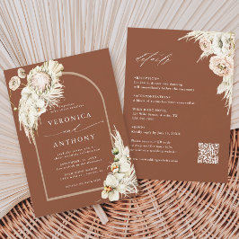 Invitación Todo En Una Protea Pampas Boda Terracotta