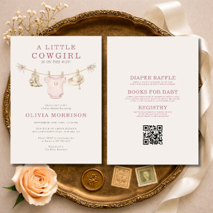 Invitación Todo en una sola línea de ropa de vaquera para bab