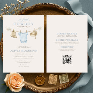 Invitación Todo en una sola línea de ropa de vaquero para bab