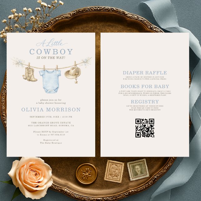 Invitación Todo en una sola línea de ropa de vaquero para bab (Subido por el creador)