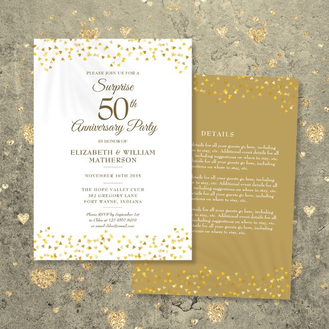 Invitación Todo en una sorpresa Fiesta 50° Aniversario del Bo (All In One Surprise Party 50th Wedding Anniversary Invitation)