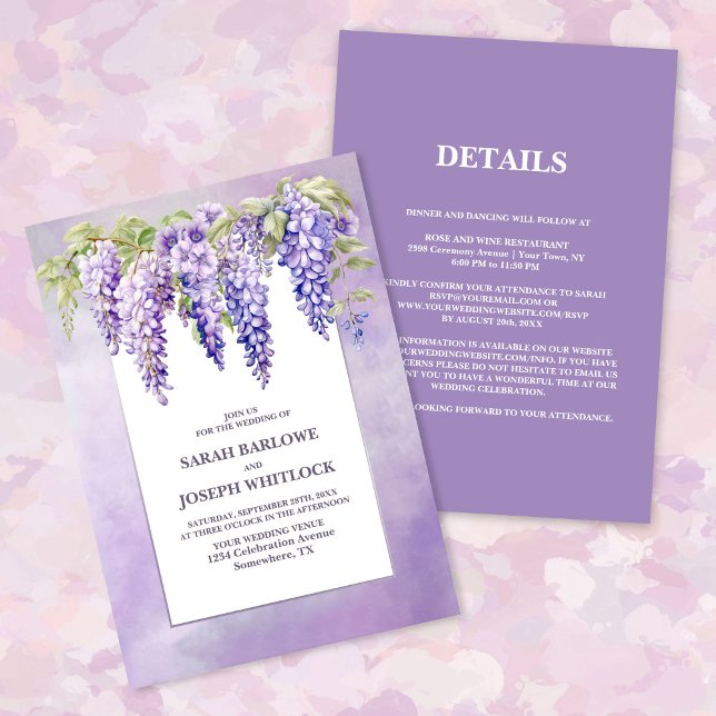 Invitación Todo En Una Wisteria Púrpura Boda Floral (Subido por el creador)