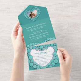 Invitación Todo En Uno 11º aniversario de bodas Turquesa foto