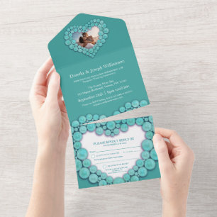 Invitación Todo En Uno 11º aniversario de bodas Turquesa foto
