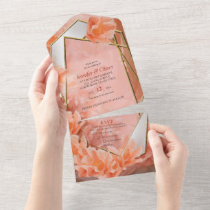 Invitación Todo En Uno 2024 color de tono suave, rosado-naranja Peach Fuz